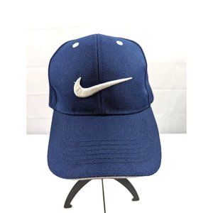 Nike Swoosh Baseball Cap Hat Hook Loop Strapback Golf Acrylic OSFM One Size Blue